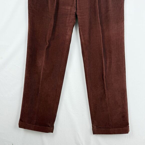 VTG Jos. A. Bank Mens Pants Red Corduroy Straight Cuffed Pleated Chinos Size 35 - Picture 10 of 15